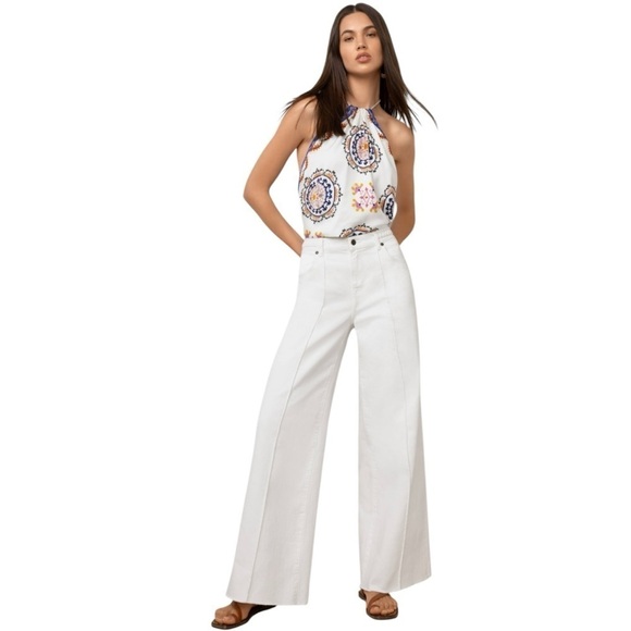 Johnny Was The Braided Wide Leg High Rise Stretch Jean White $278 NWT - Picture 11 of 11